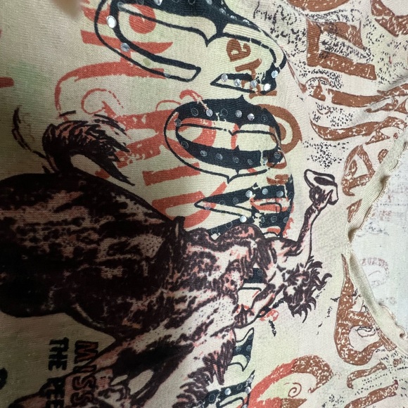 Ladies Ash & Sara western Pullover size XL tan multicolored print - Picture 6 of 13